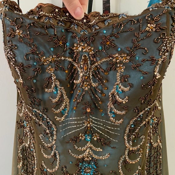 Beautiful Blue and Brown Prom Dress - Picture 2 of 3
